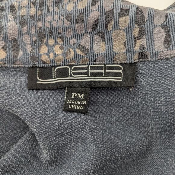 Linear Metallic Vintage Glam Cheetah Print Zip Up Gray Jacket Size Medium Petite - Picture 2 of 7